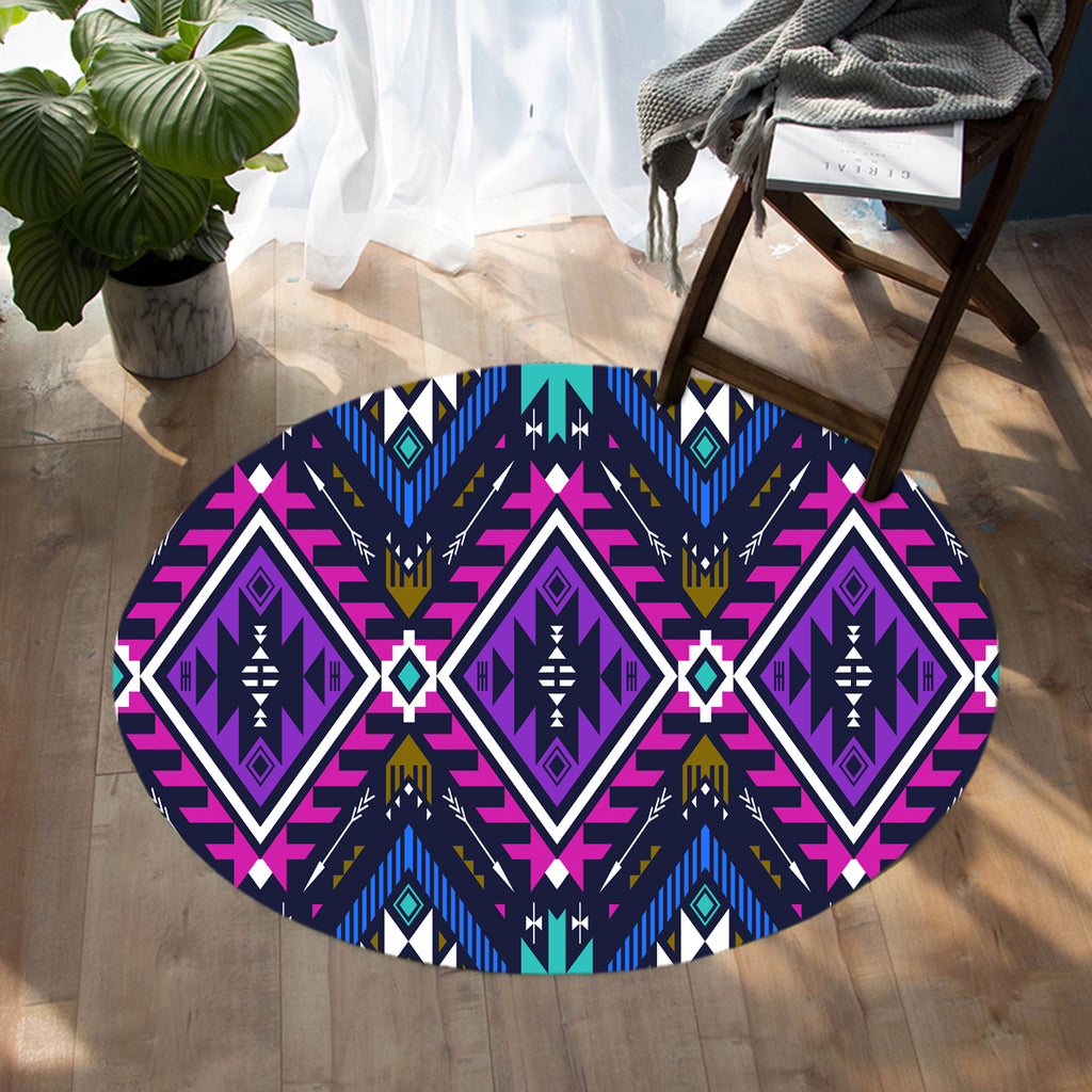 Purple Tribe Pattern Round Carpet