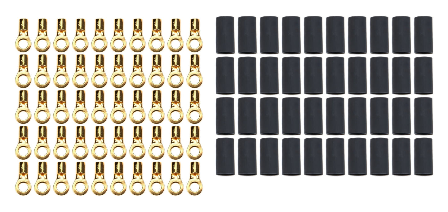 QUICKCAR RACING PRODUCTS Ring Terminal 1/4in 8 Ga w/Heat Shrink 50pk partNumber: 57-481-50