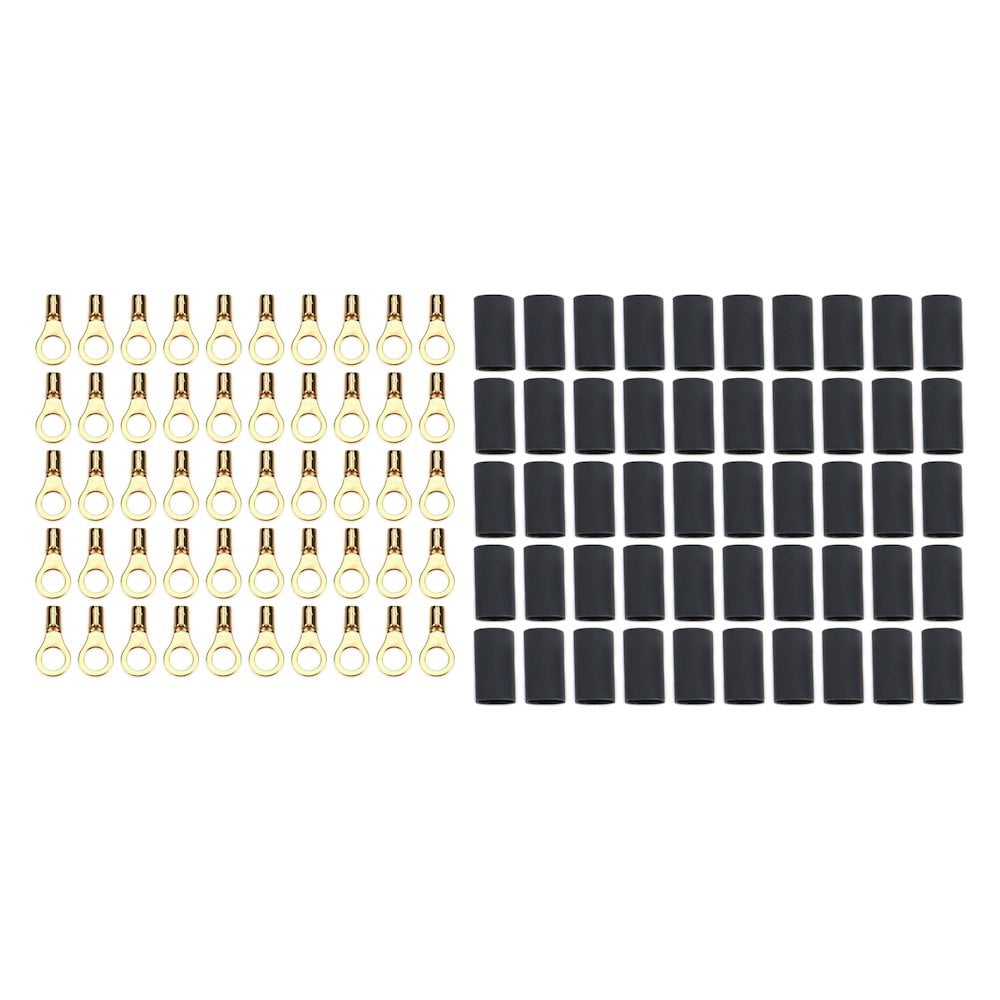 Quickcar Racing Products Ring Terminal #10 16-22 Ga w/Heat Shrink 50pk