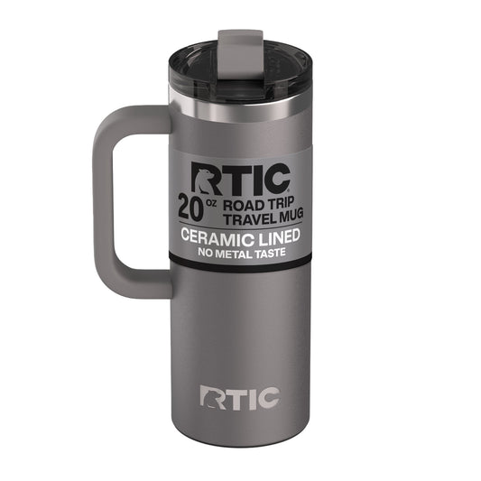 RTIC 20 oz Ceramic Lined Insulated Road Trip Travel Mug with Leak-Resistant Lid, Graphite