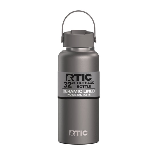 RTIC 32 oz Ceramic Lined Insulated Outback Water Bottle, Leak Resistant, Graphite