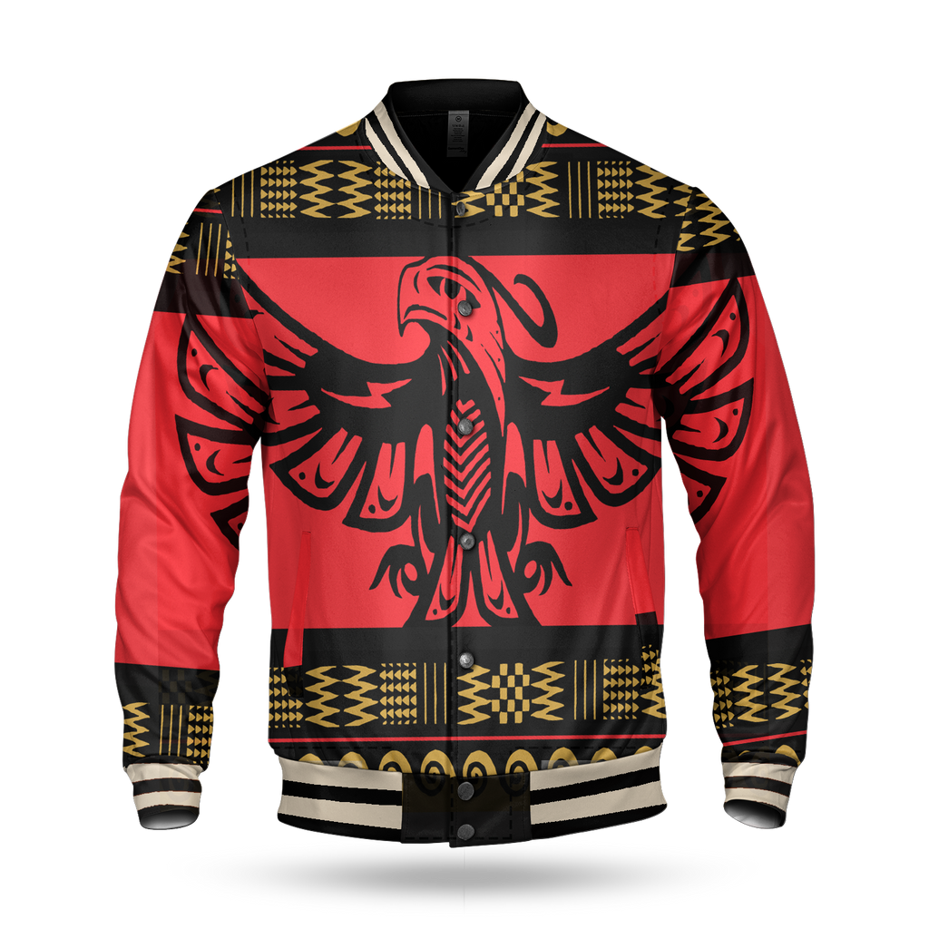 Red Phoenix Native American Baseball Jacket