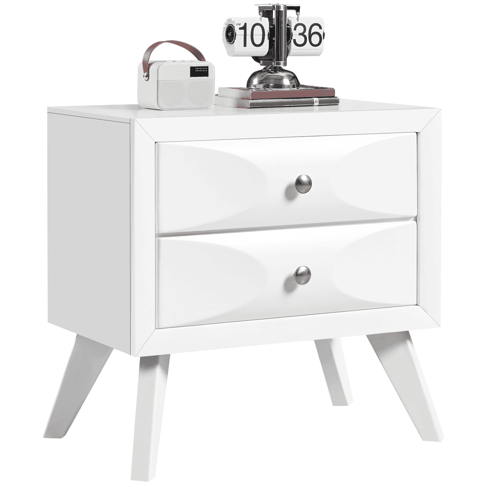 Renwick Modern Vintage 2-Drawer End Table with Spacious Storage, White
