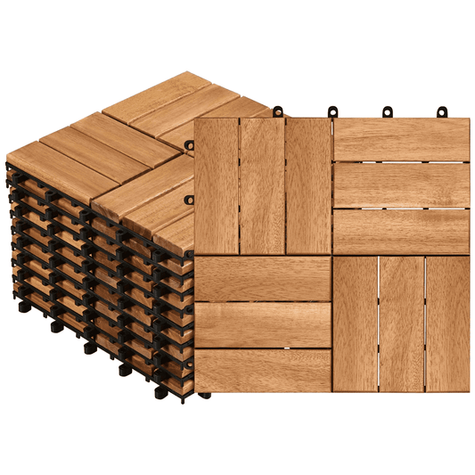 Renwick Pack of 10 Waterproof Interlocking Deck Tiles for Outdoor & Indoor 12.5â€³ W Ã— 12.5â€³ L, Wood