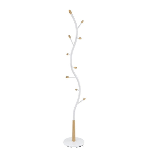 Arles Metal White and Oak Standing Coat Rack