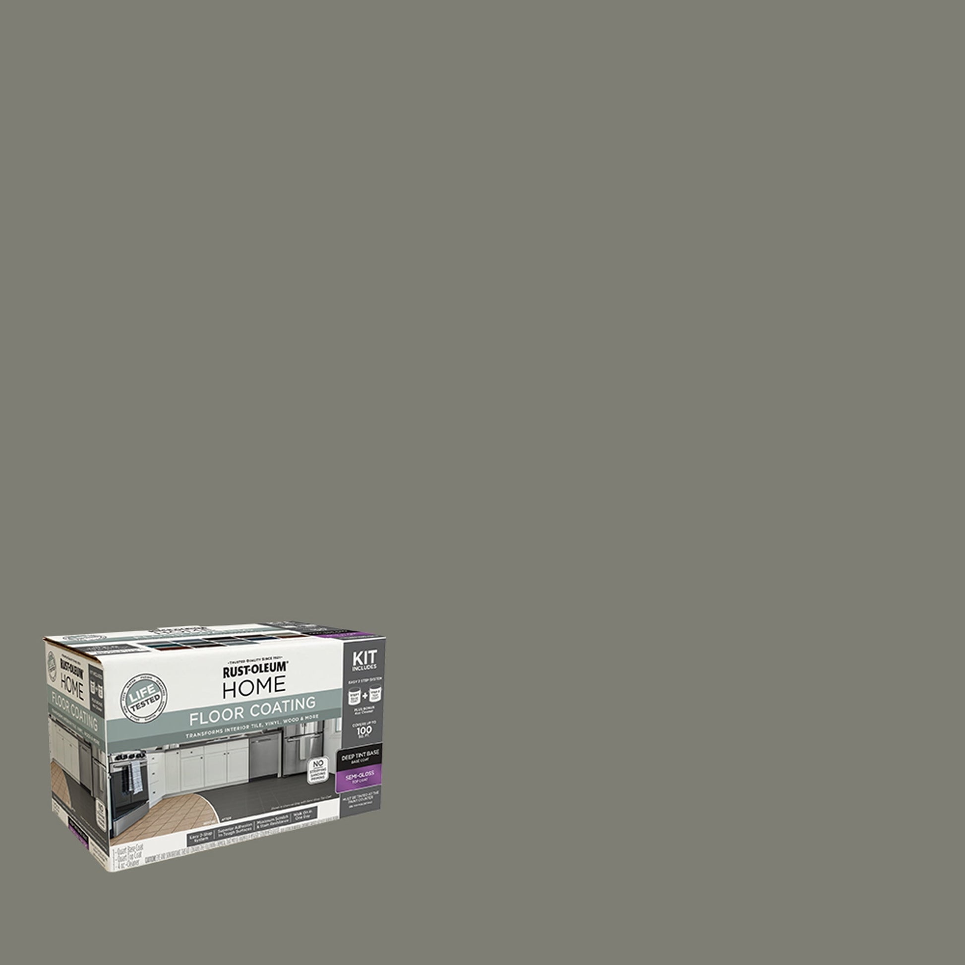 Rust-Oleum Home Semi-Gloss Olive Green Interior Floor Coating Kit-363720T, Quart