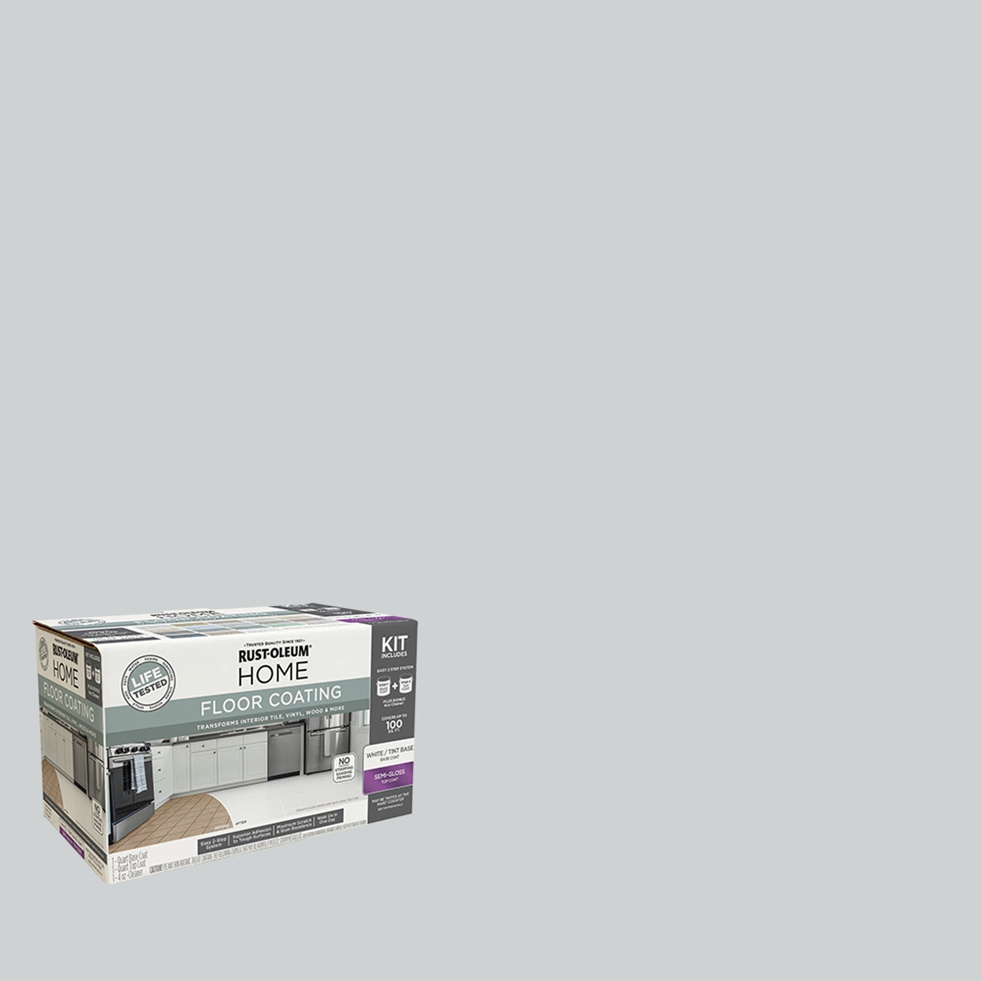 Rust-Oleum Home Semi-Gloss Pearl Gray Interior Floor Coating Kit-363691T, Quart