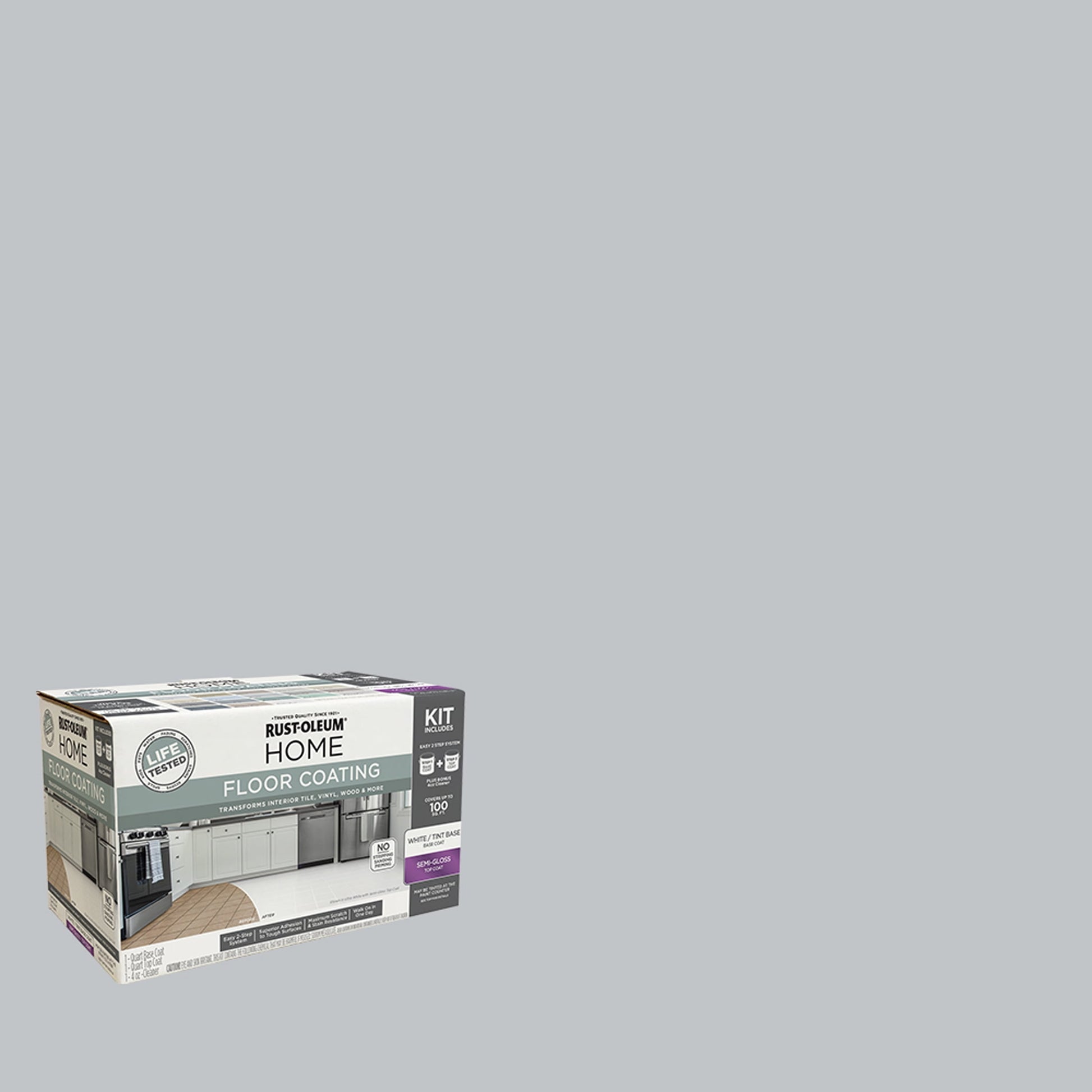 Rust-Oleum Home Semi-Gloss Smoke Interior Floor Coating Kit-363694T, Quart