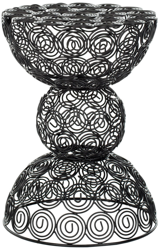 SAFAVIEH Leila 18.3 in. H Chic Polished Metal Iron Wire Stool, Black