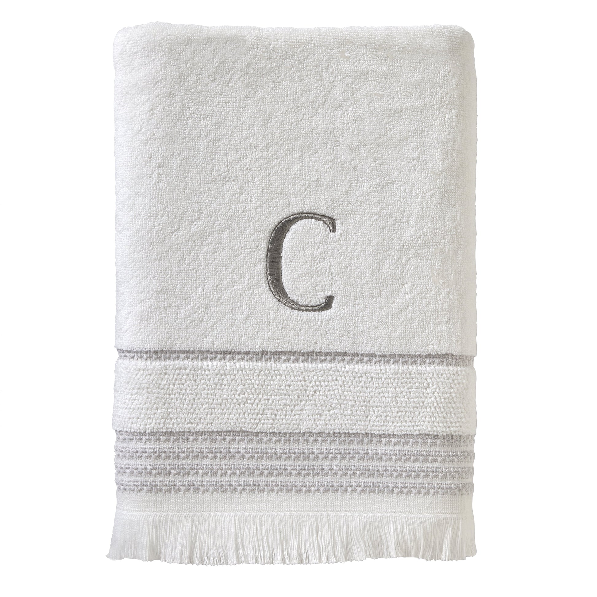 SKL Home Casual Monogram Bath Towel, "C", White