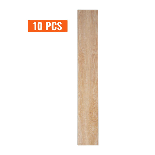 SKYSHALO 10 Pieces Interlocking Vinyl Floor Tiles Natural Wood Grain 5.5mm Thick