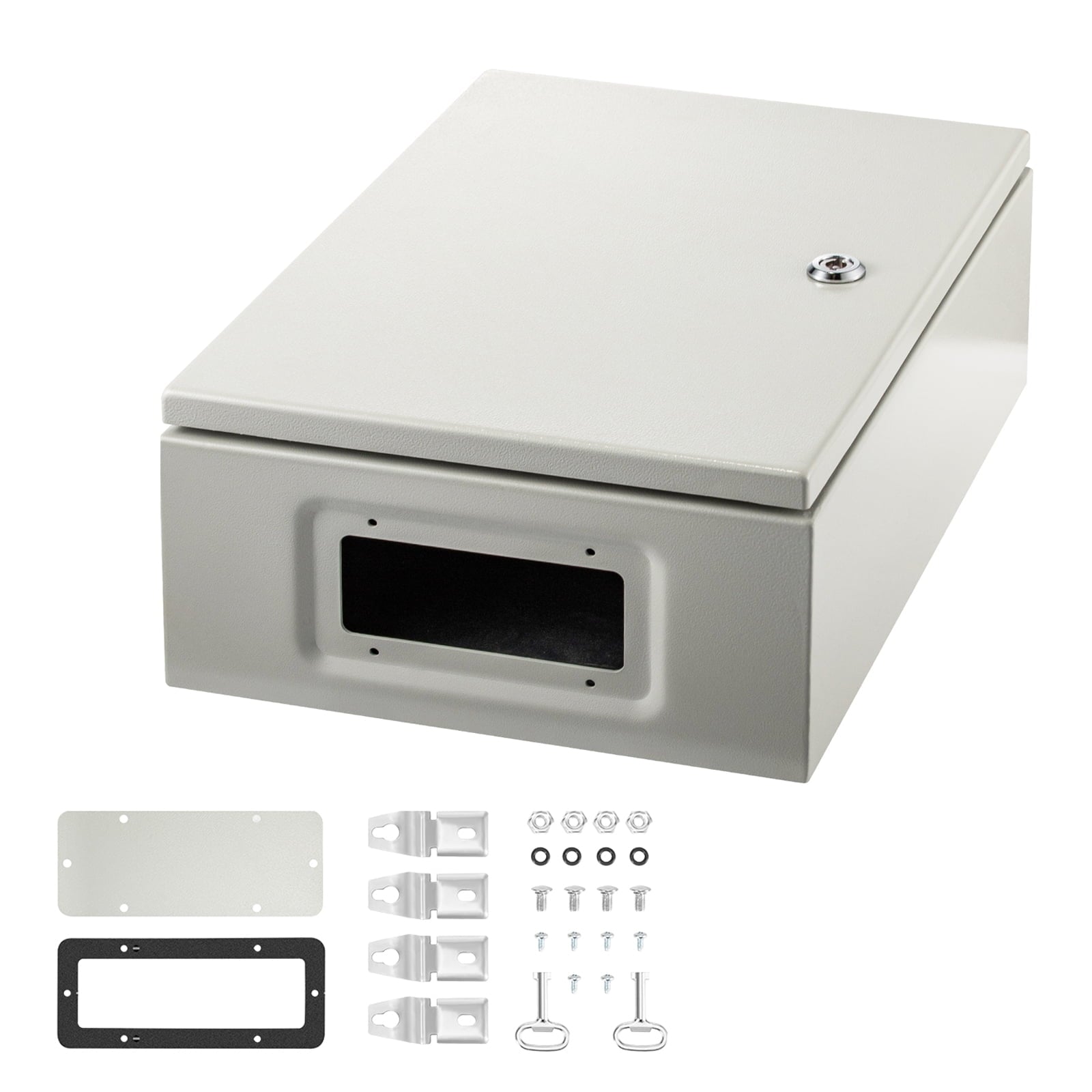 SKYSHALO Steel Electrical Box 16â€ x 12â€ x 6â€Electrical Enclosure Box, Carbon Steel Hinged Junction Box, IP65 Weatherproof Metal Box Wall-Mounted Electronic Equipment Enclosure Box with Mounting Plate