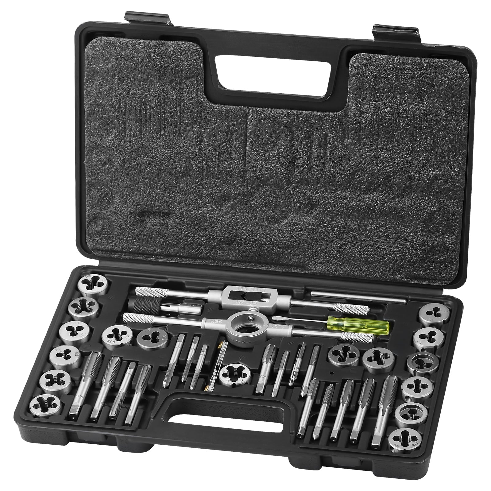SKYSHALO Tap and Die Set 40Pcs Metric Size M3 to M12 Bearing Steel Threading Tool