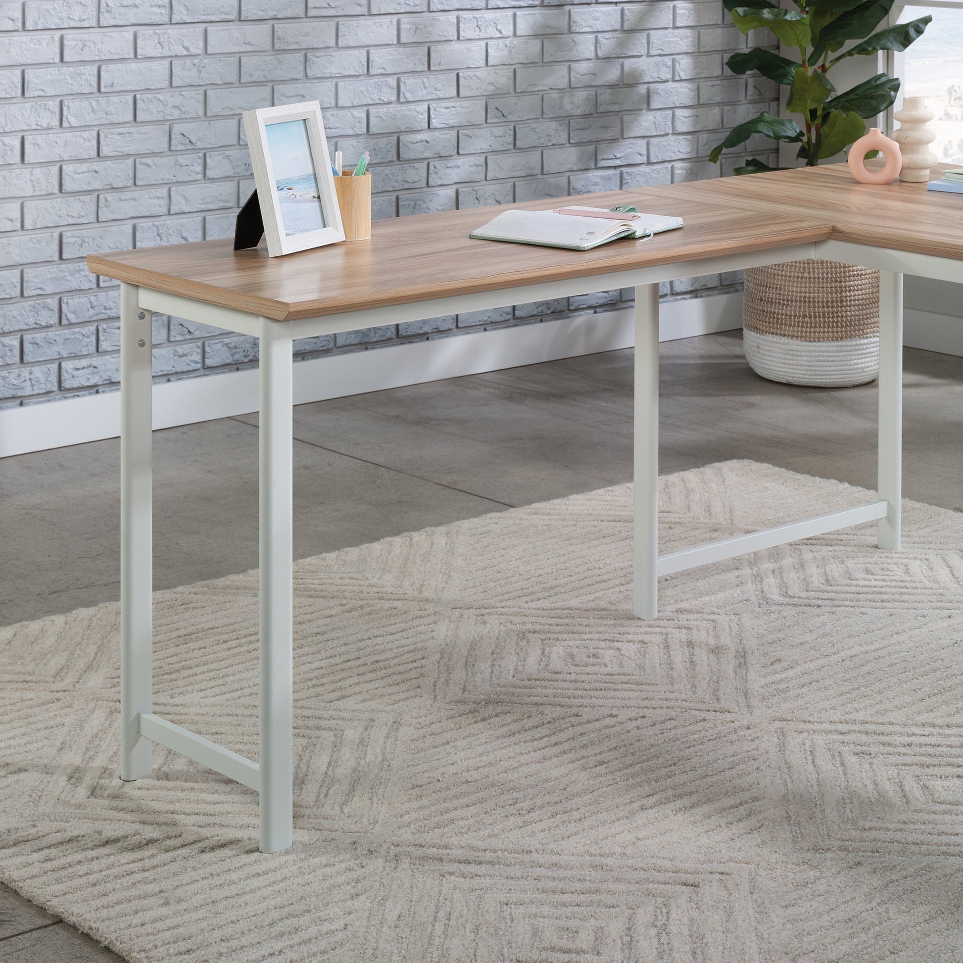 Sauder Bergen Circle Desk Return 42", Kiln Acacia Finish