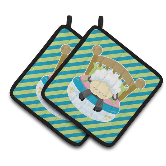 Sheep in Bed Pair of Pot Holders