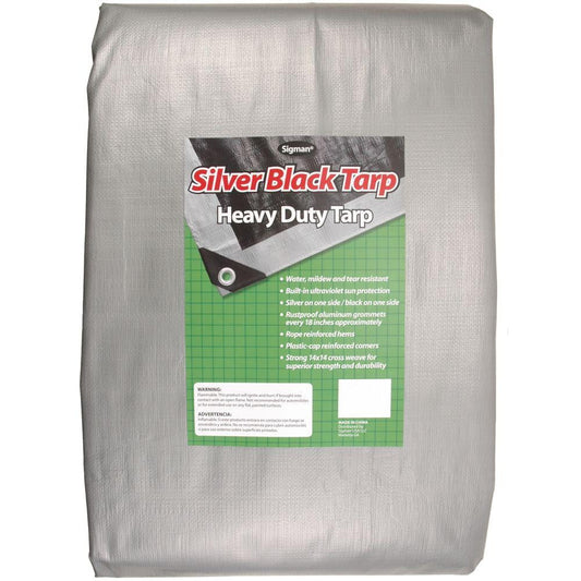 Sigman 8' x 10' Silver Black Heavy Duty Tarp