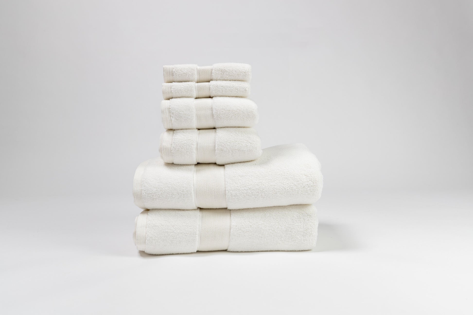 Signature 6-Piece 100% Cotton Bath Towel Set in Creme