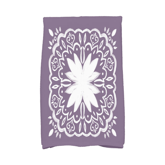 Simply Daisy, 16 x 25 Inch, Cuban Tile 1, Geometric Print Kitchen Towel, Purple