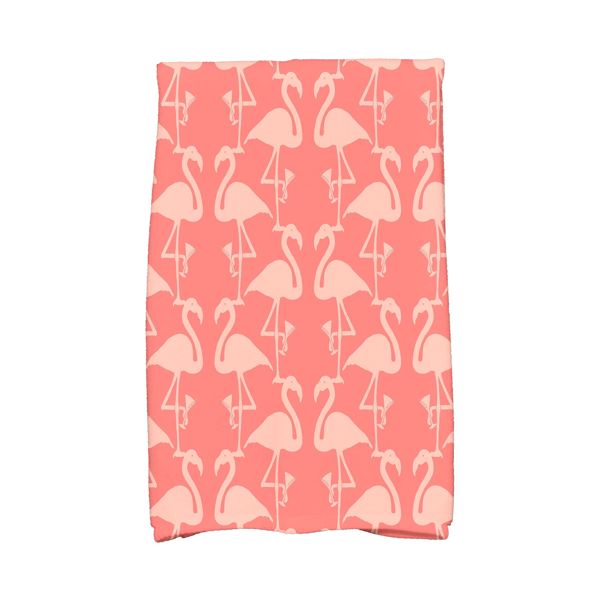 Simply Daisy, 16 x 25 inch, Flamingo Heart Martini, Animal Print Kitchen Towel, Coral