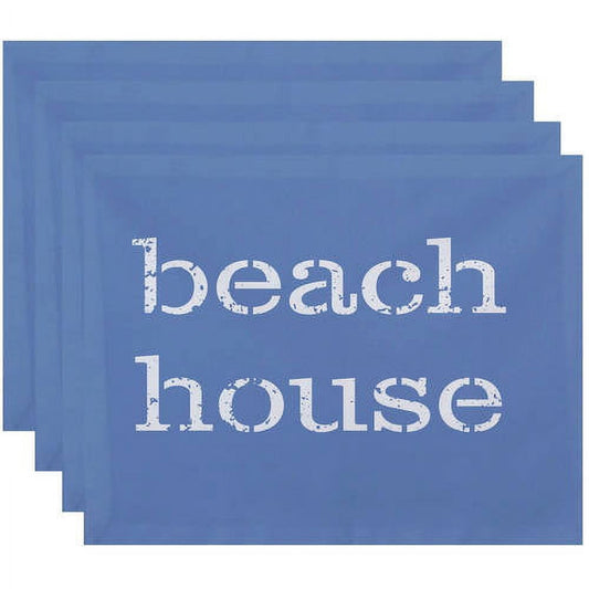 Simply Daisy 18" x 14" Beach House Word Print Placemats, Set of 4