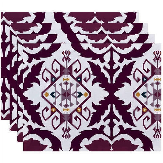 Simply Daisy 18" x 14" Bombay Medallion Geometric Print Placemats, Set of 4