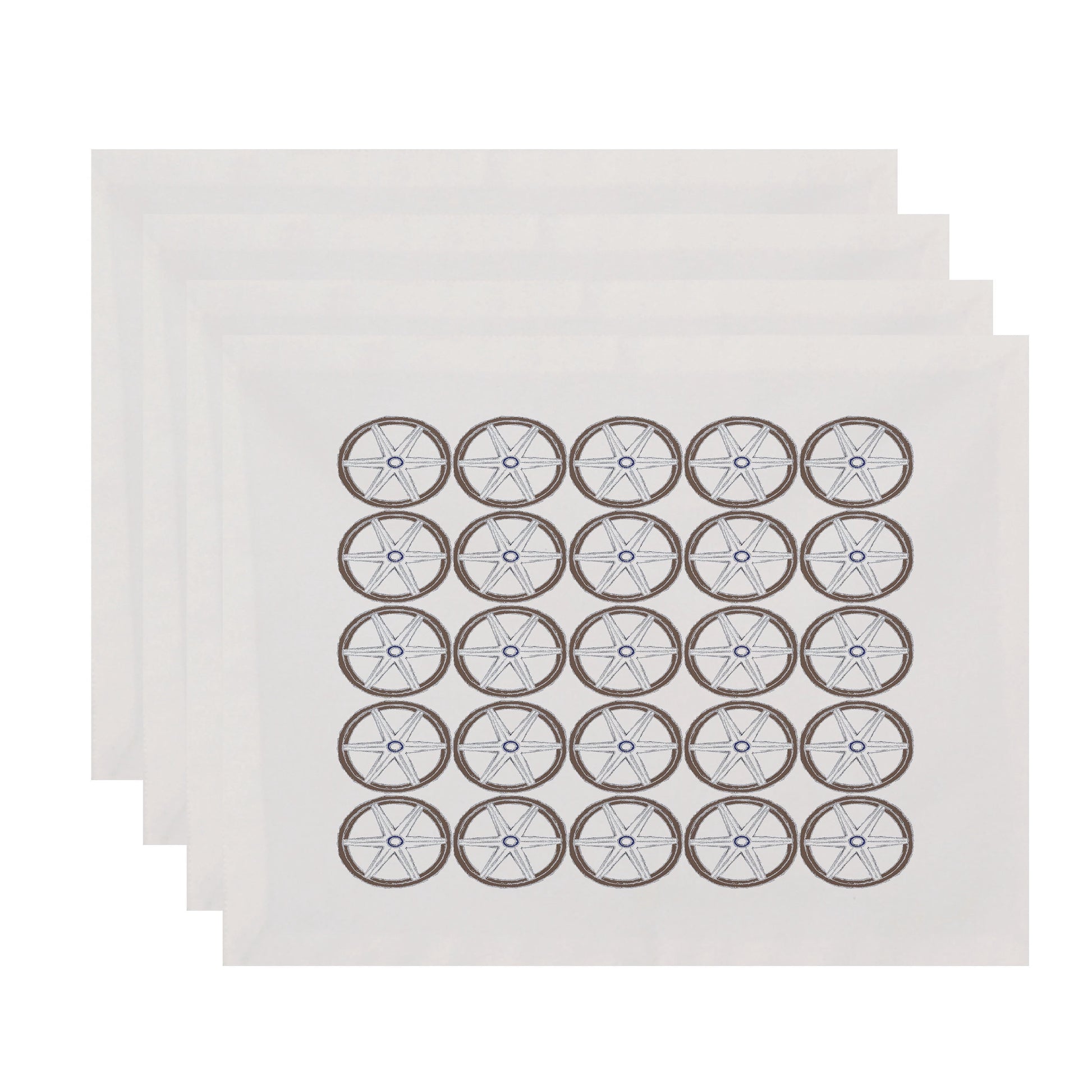Simply Daisy, 18 x 14 Inch, Nautical Geo Square, Geometric Print Placemat (Set of 4), Ivory