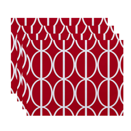 Simply Daisy, 18 x 14 Inch Ovals Go \'Round Geometric Print Placemat (set of 4), Pink/Fushcia