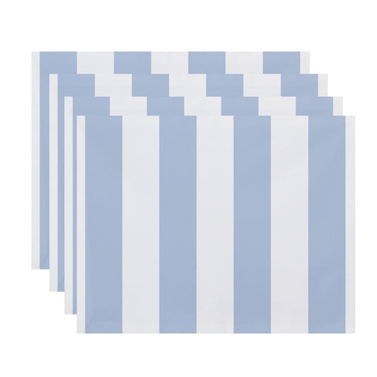 Simply Daisy, 18 x 14 Inch, Rugby Stripe, Stripe Print Placemat (Set of 4), Blue