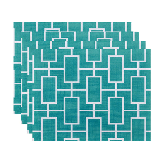 Simply Daisy, 18 x 14 Inch Screen Lattice Geometric Print Placemat (set of 4), Blue