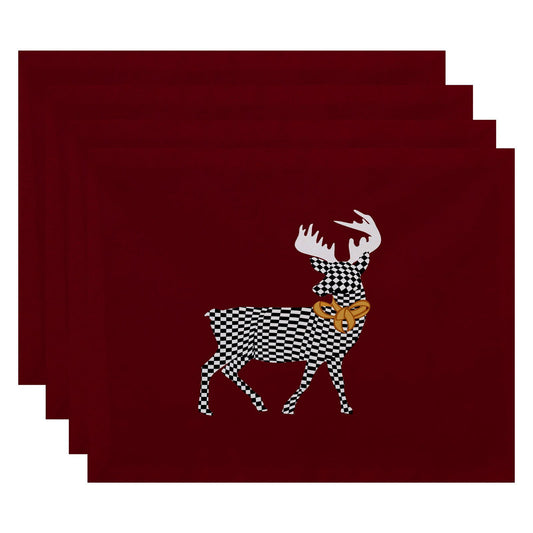 Simply Daisy 18" x 14" Merry Deer Animal Print Placemats, Set of 4