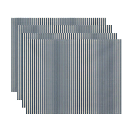 Simply Daisy, 18 x 14 inch, Ticking Stripe Placemat (set of 4), Navy Blue
