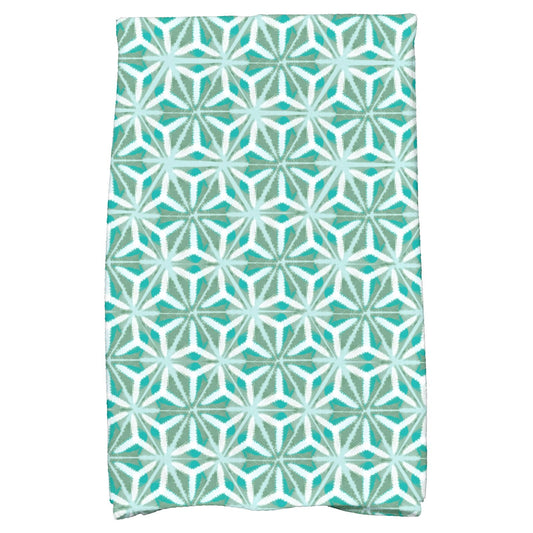 Simply Daisy 18" x 30" Water Mosaic Geometric Print Hand Towel