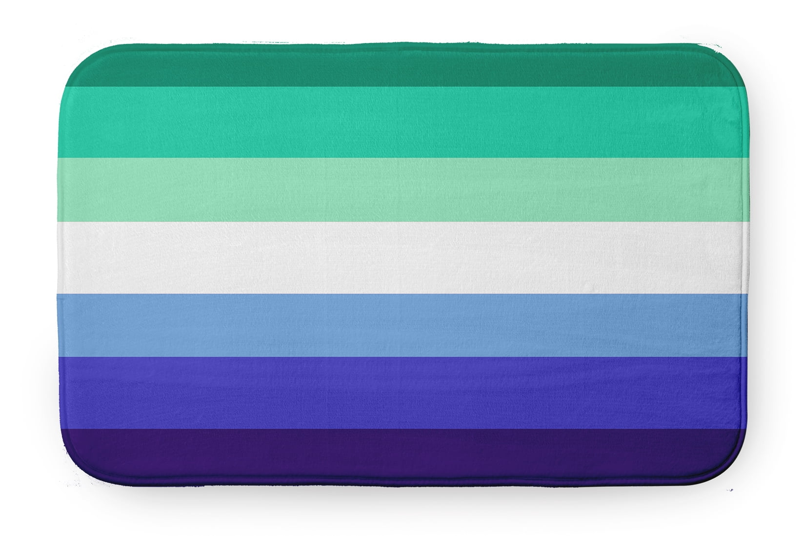 Simply Daisy 24" x 17" Plush Microfiber Green/White/Blue Gay Striped Bath Mat
