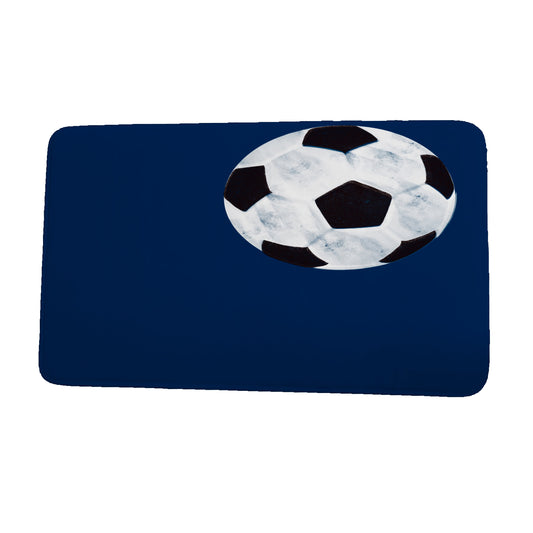 Simply Daisy 24" x 17" Plush Microfiber Navy Soccer Ball Bath Mat
