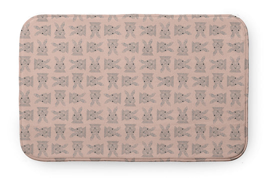 Simply Daisy 34" x 21" Plush Microfiber Sunwashed Red Criss Cross Bunnies Easter Bath Mat