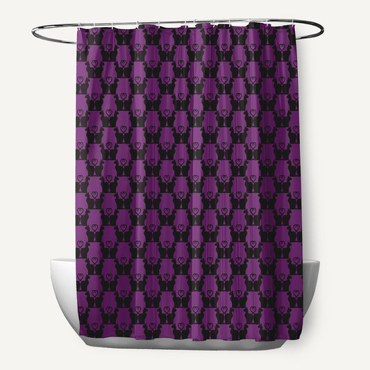 Simply Daisy 70" W x 73" H Cat Clowder Polyester Shower Curtain, Amethyst
