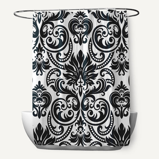 Simply Daisy 70" W x 73" L Alexys Polyester Shower Curtain, Black [1 Ct]