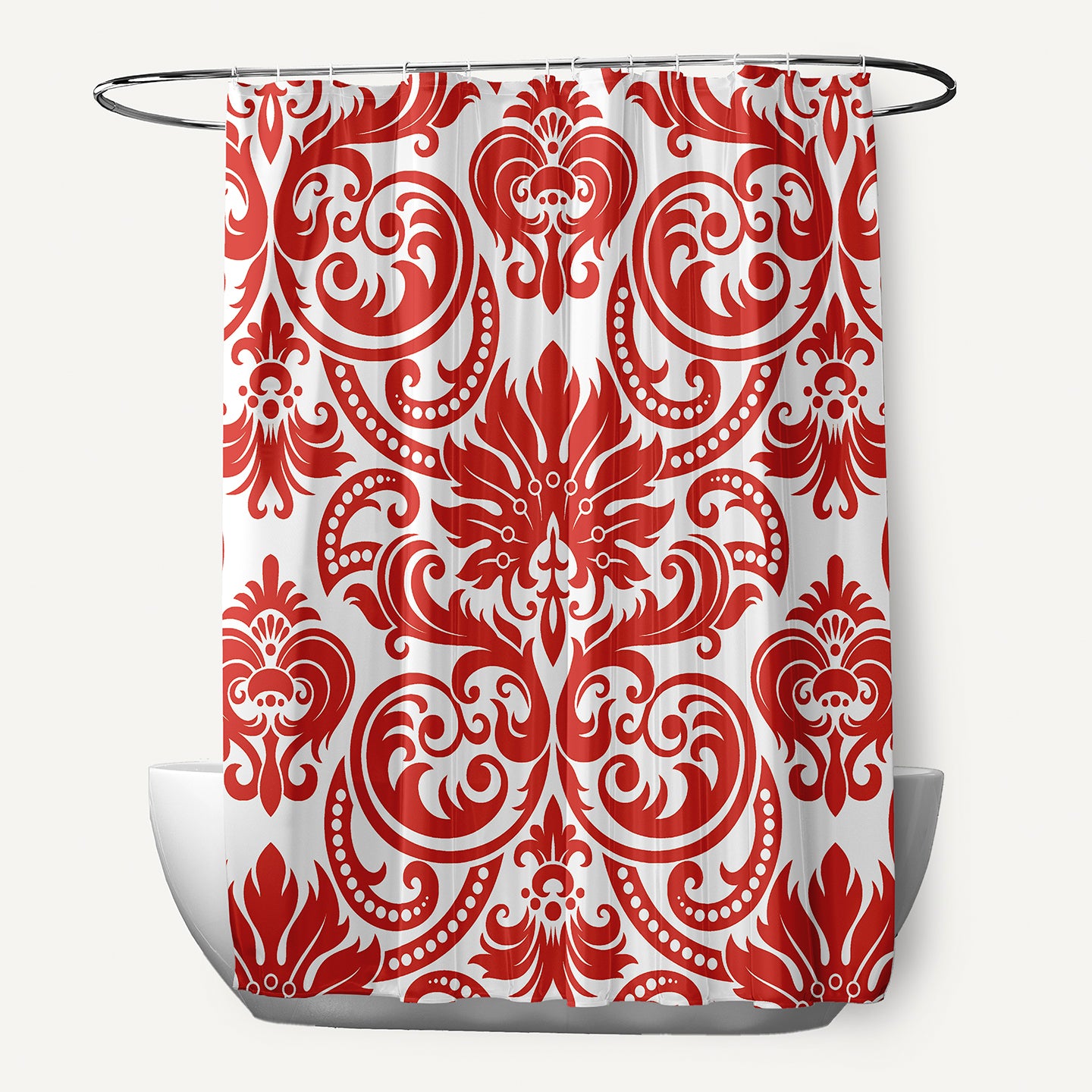 Simply Daisy 70" W x 73" L Alexys Polyester Shower Curtain, Orange-Red [1 Ct]
