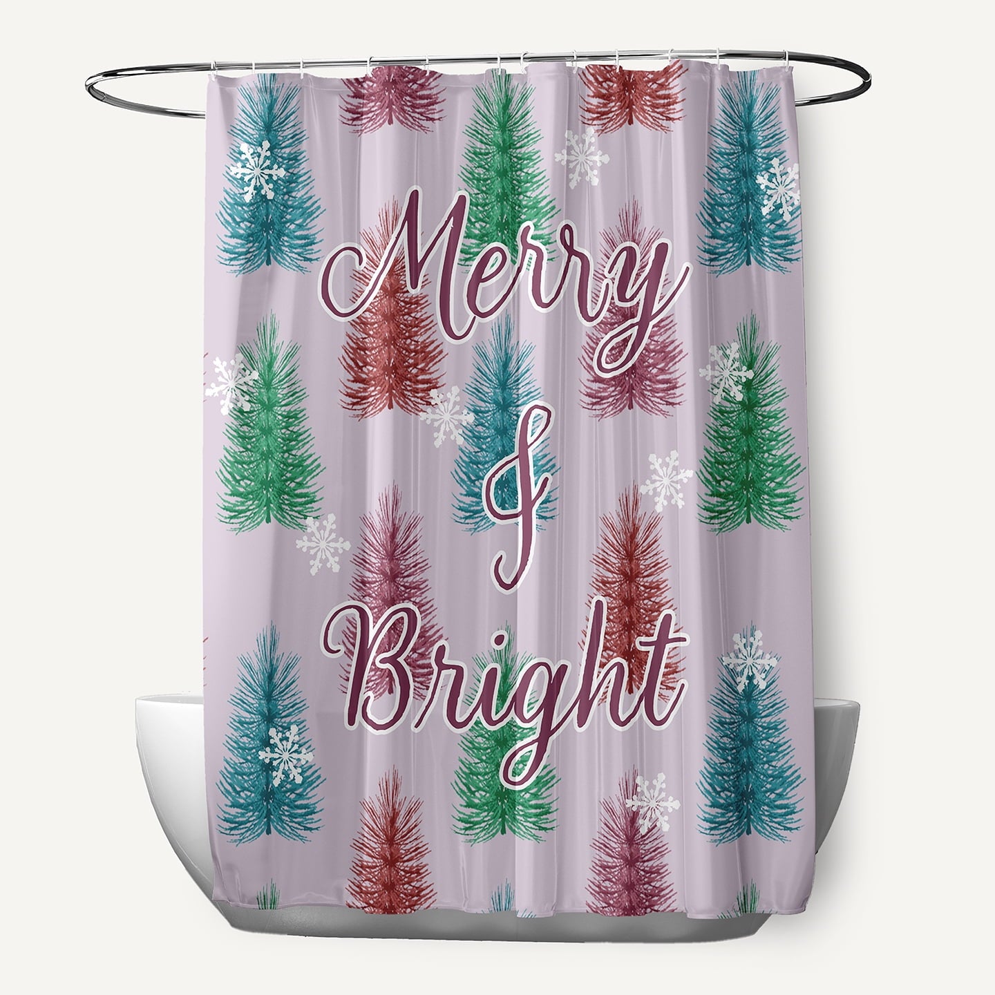 Simply Daisy 70" W x 73" L Merry and Bright Polyester Shower Curtain, Light Purple [1 Ct]