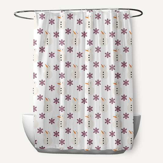 Simply Daisy 70" W x 73" L Snow Men In Snowstorm Polyester Shower Curtain, Passion Flower [1 Ct]