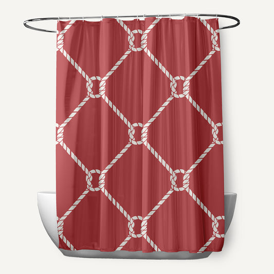 Simply Daisy Ahoy! LiGonberry Red 70" w x 73" h Shower Curtain