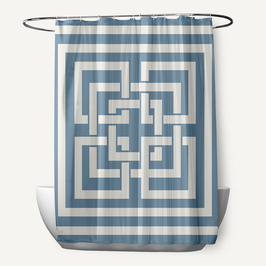 Simply Daisy Greek New Key Dusty Smoke 70" W x 73" H Shower Curtain