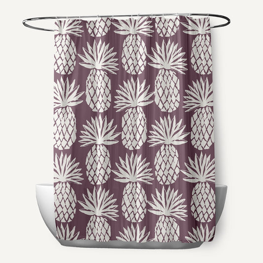 Simply Daisy Pineapple Pattern Dusty Purple 70" w x 73" h Polyester Shower Curtain, Dusty Purple