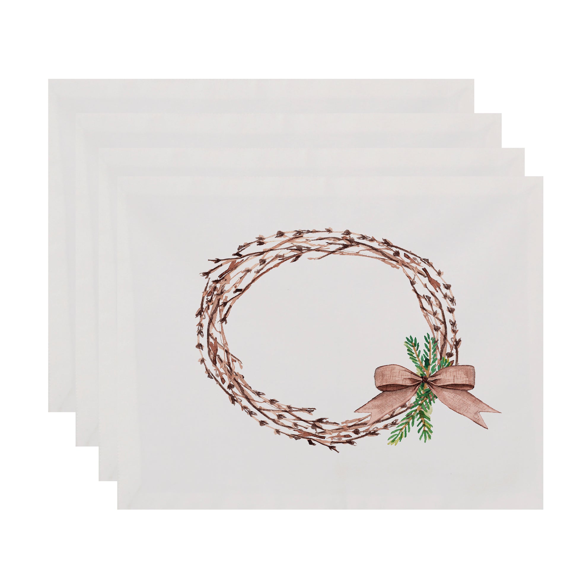 Simply Daisy Sprig of Green 18 x 14 Inch Off White Holiday Print Placemat (Set of 4)