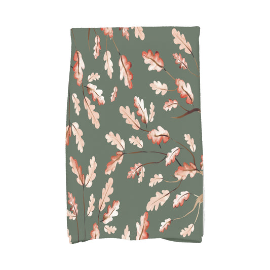 Simply Daisy Wild Oak Leaves 16 x 25 Inch Dark green Floral Print Kitchen Towel