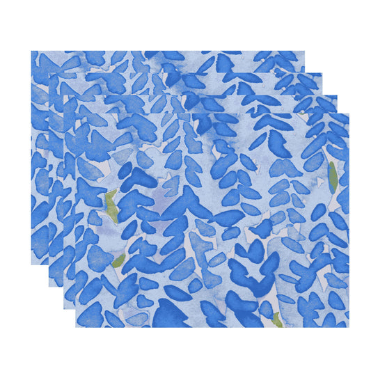 Simply Daisy's Flower Bell 18x14 inch Blue Floral Print Placemat (Set of Four)