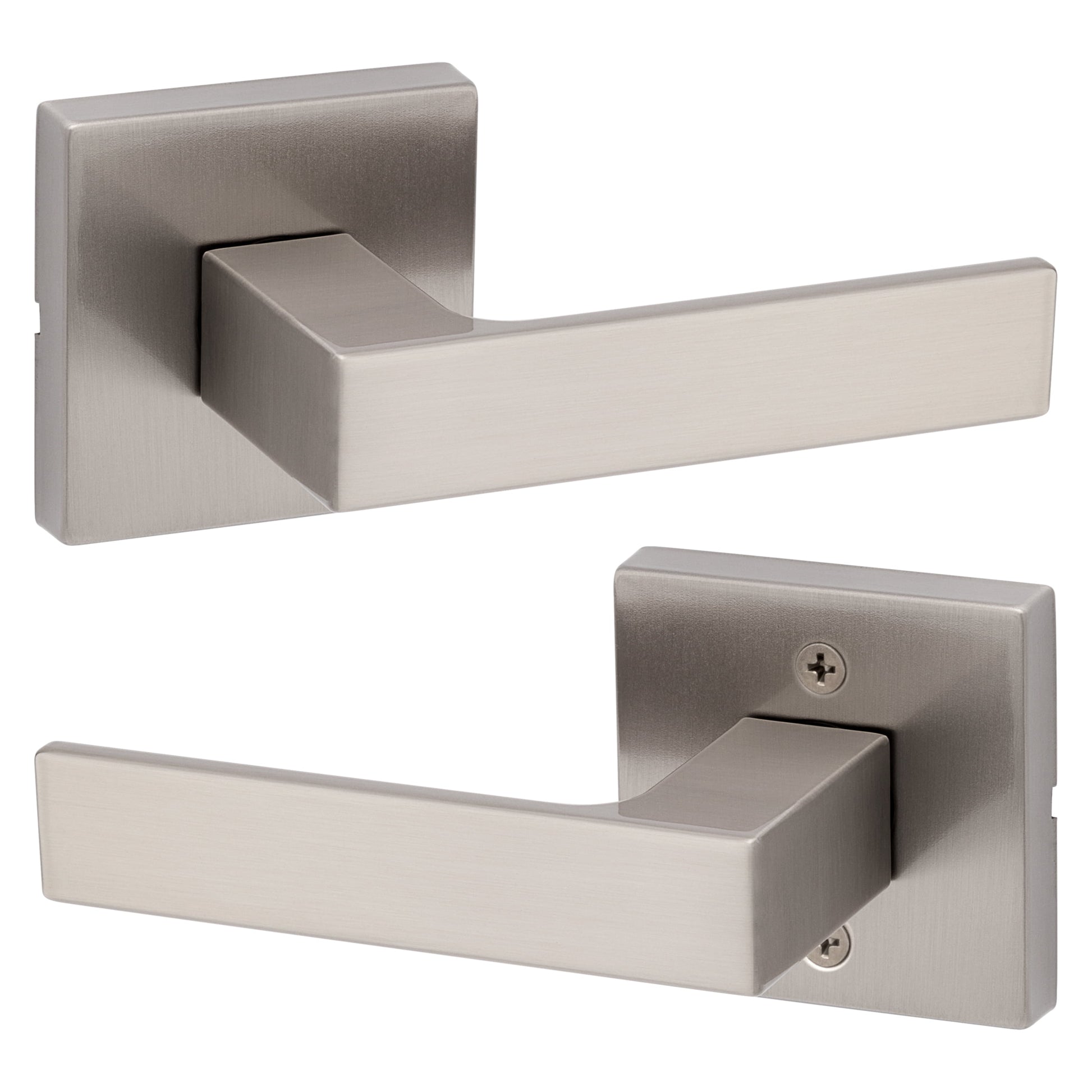 Kwikset Singapore Square Passage Lever Doorknob Satin Nickel