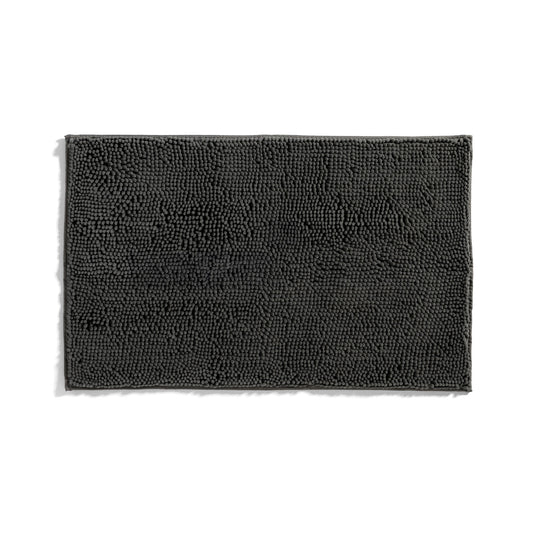 Soft Absorbent Chenille Bath Mat Rug with Anti-Skid Rubber Backing, 34 x 21, Gray, by Noble Linens