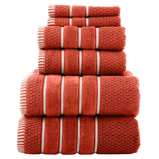 Somerset Home 6-Piece Combed Cotton Rice Weave Towel Set for Adult (Brick)