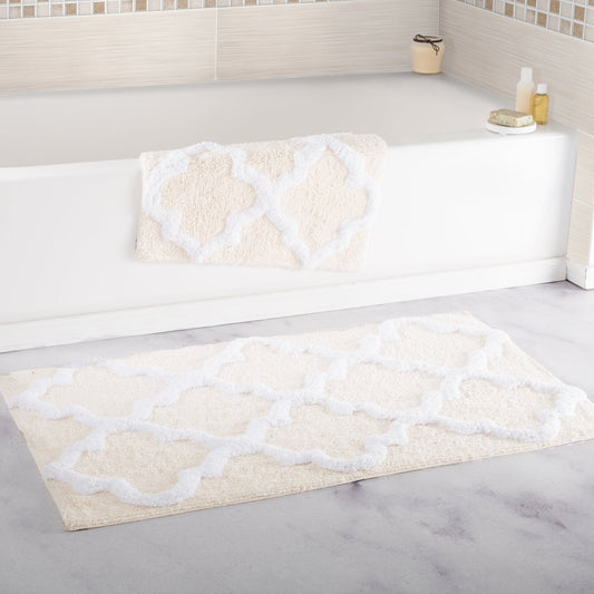 Somerset Home off-White Cotton Non-Slip Bath Mat, 41" x 24.5" (2 Piece)